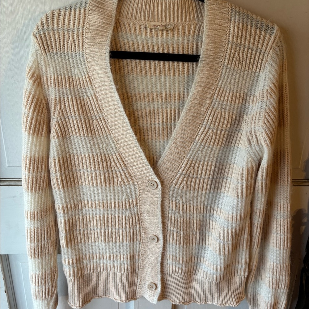 Mystree White and Cream Striped Cardigan